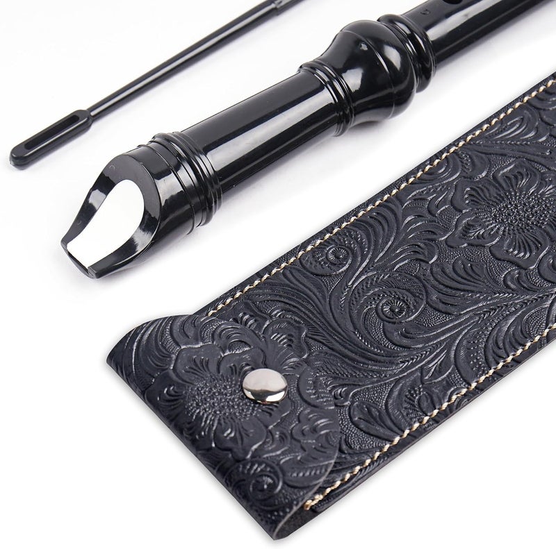 Jasenna Recorder Instrument for Beginner Adults,8-Hole Soprano Descant Recorder Music Flute with with Cleaning Rod & Leather Case For Home Entertainment(3-Carved Black) - Image 5