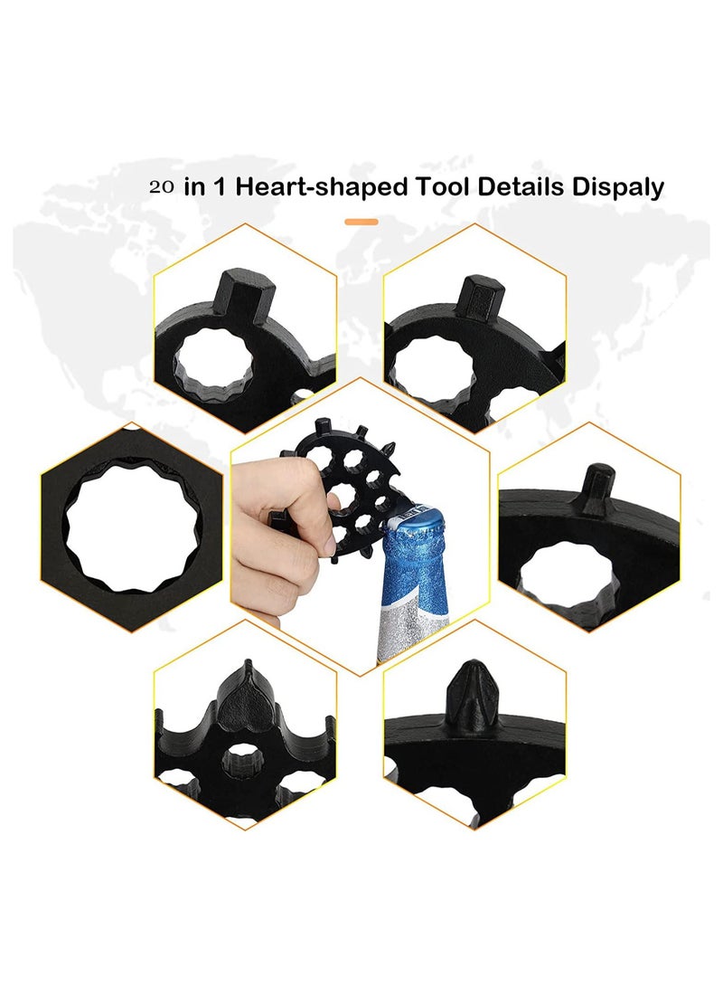 SYOSI 20 In 1 Multifunctional Snowflake Wrench Cardioid Tool Stainless Steel Octagonal Wrench Hexagonal Portable Small Tool Delicate Love Model Multitool - Image 4
