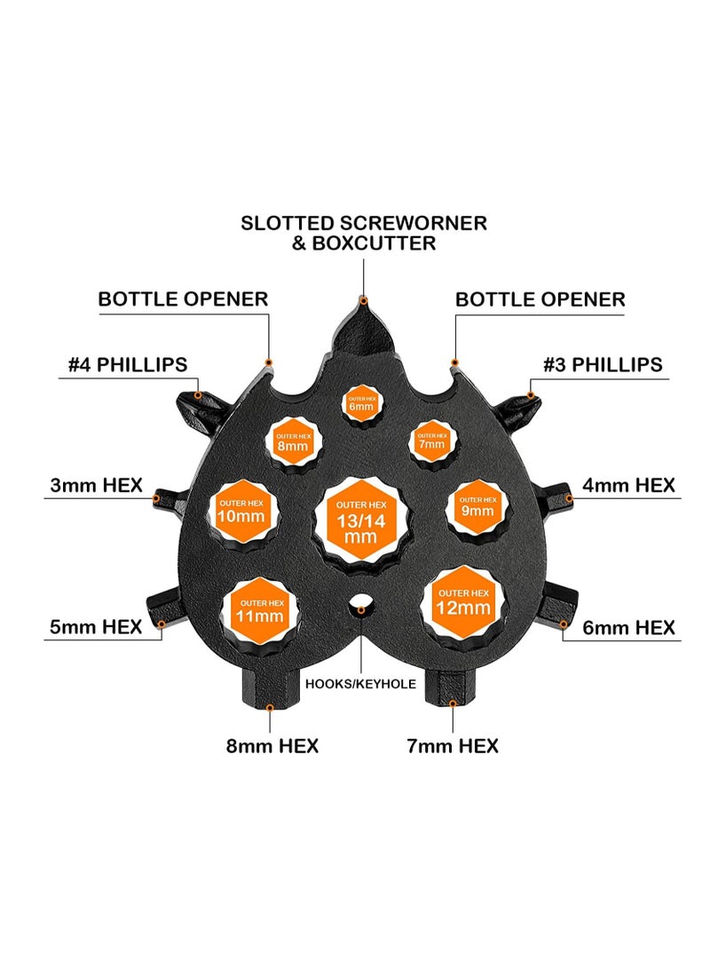 SYOSI 20 In 1 Multifunctional Snowflake Wrench Cardioid Tool Stainless Steel Octagonal Wrench Hexagonal Portable Small Tool Delicate Love Model Multitool - Image 5