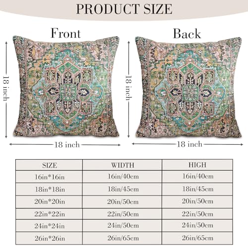 BUAEL Boho Throw Pillow Covers 18x18 inch Set of 2Boho Vintage Carpet Pattern Antique Ethnic Decor Double Sided Pattern Cushion Cover Soft Pillow Case Living Sofa Room Bed Square Pillow Cover - Image 3