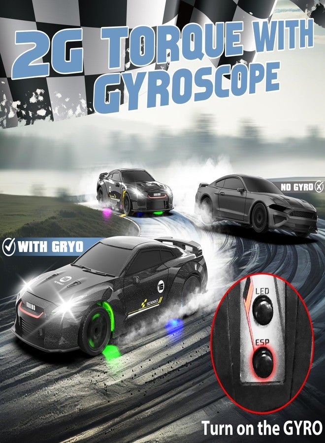 Sakeye 1/43 RC Drift Car, Mini Drifting RC Car with Gyro 2.4GHz Full Proportional Drift Cars 4WD RTR Remote Control Cars with Colorful Lights High Speed Fast Racing Vehicle Gift for Kids Boys Adults - Image 3