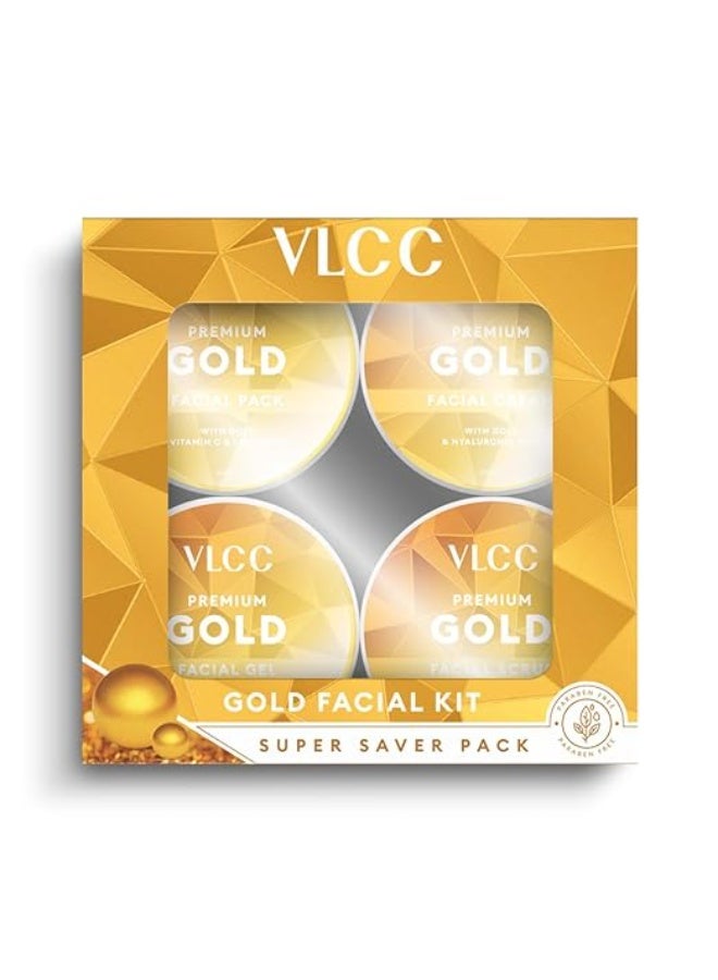 VLCC Gold Facial Kit Super Saver Pack - 1600g - For Bright and Glowing Skin | Parlour Glow with 24K Gold Bhasma | Smooth Skin and Youthful Glow | With Hyaluronic Acid. - Image 2