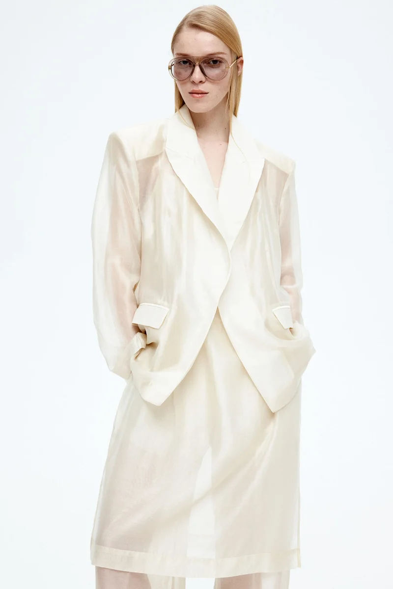 اتش اند ام بليزر فضفاض من نسيج شفاف