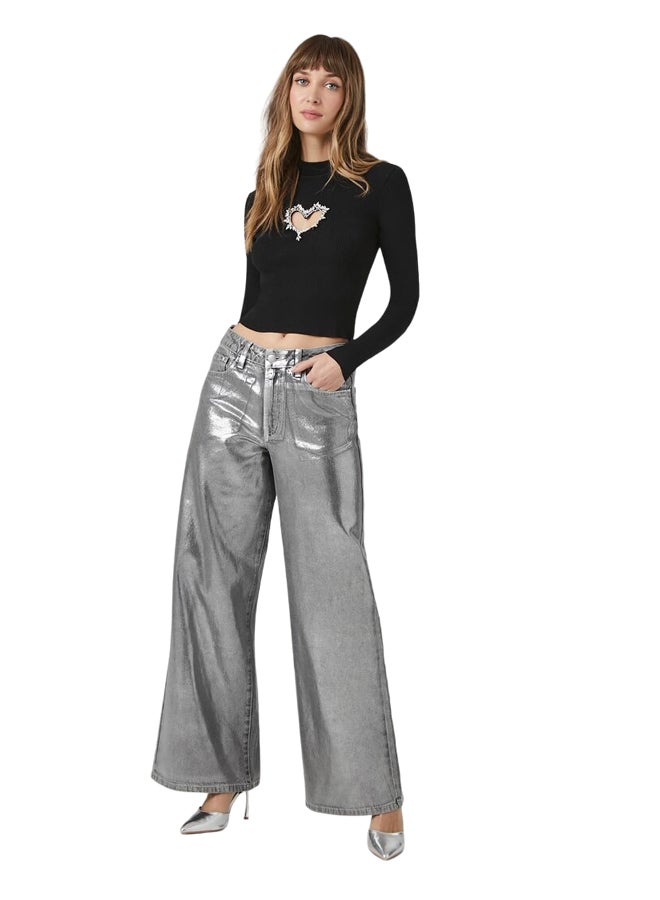 FOREVER 21 Heart Cutout Faux Gem Sweater - Image 1