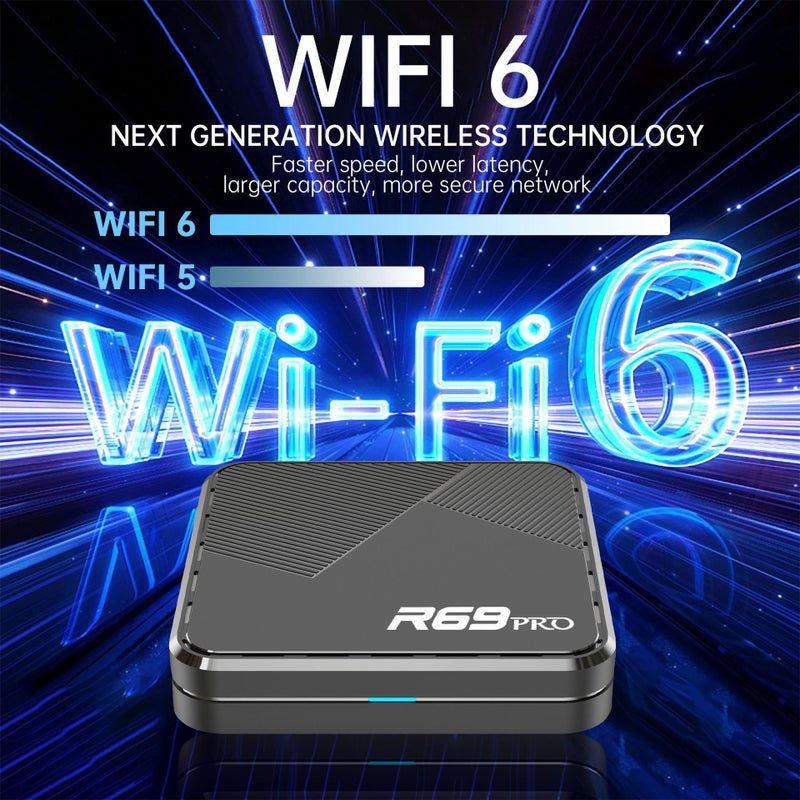 R69PRO الرائج من Allwinner H728 مع WIFI6 جهاز استقبال أندرويد 14 صندوق شبكة مشغل تلفزيون - Image 4