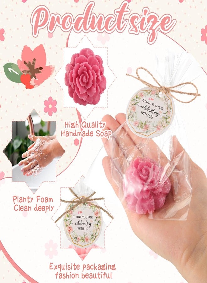 Demissle 20 Set Flower Mini Soaps for Guests Rose Soap Baby Shower Soap Favors with Thank You Tags for Wedding Bridal Guest Gift Party Favor(Dark Pink) - Image 3