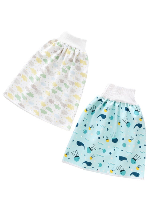 2 Pcs Toddler Training Waterproof Diaper Skirt High Waist Baby Diaper Skirt For Baby Girls