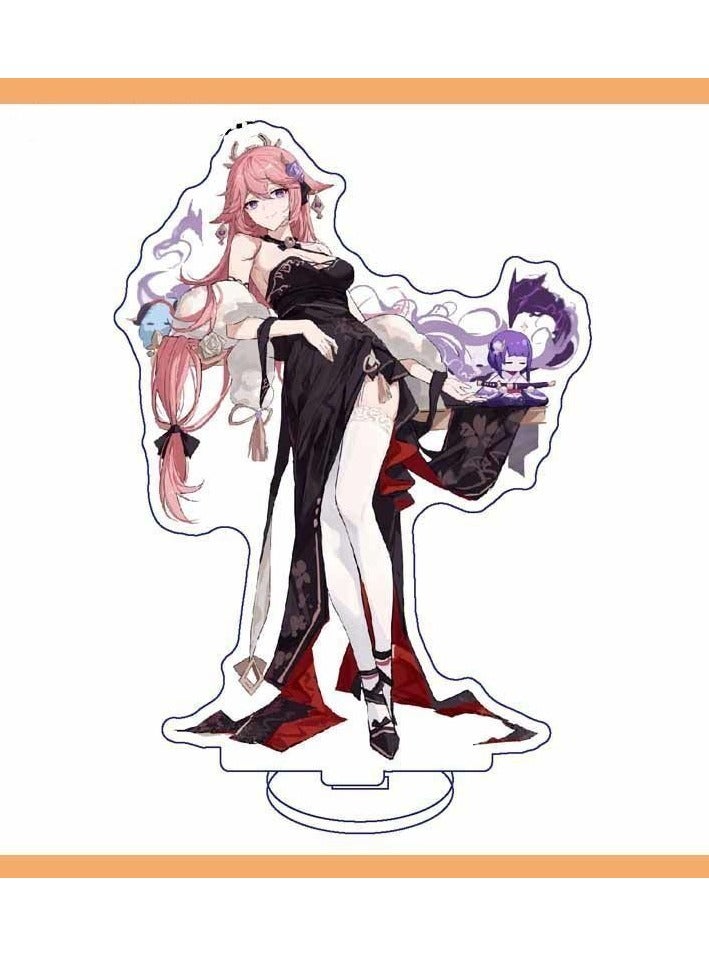 6 Pcs Genshin Impact Stand Figure Acrylic Ornaments Stand Model Collections Peripheral Statue Card Series Transparent Figure Model Decoration Collection Desk Decor Toys Cute  - Image 2