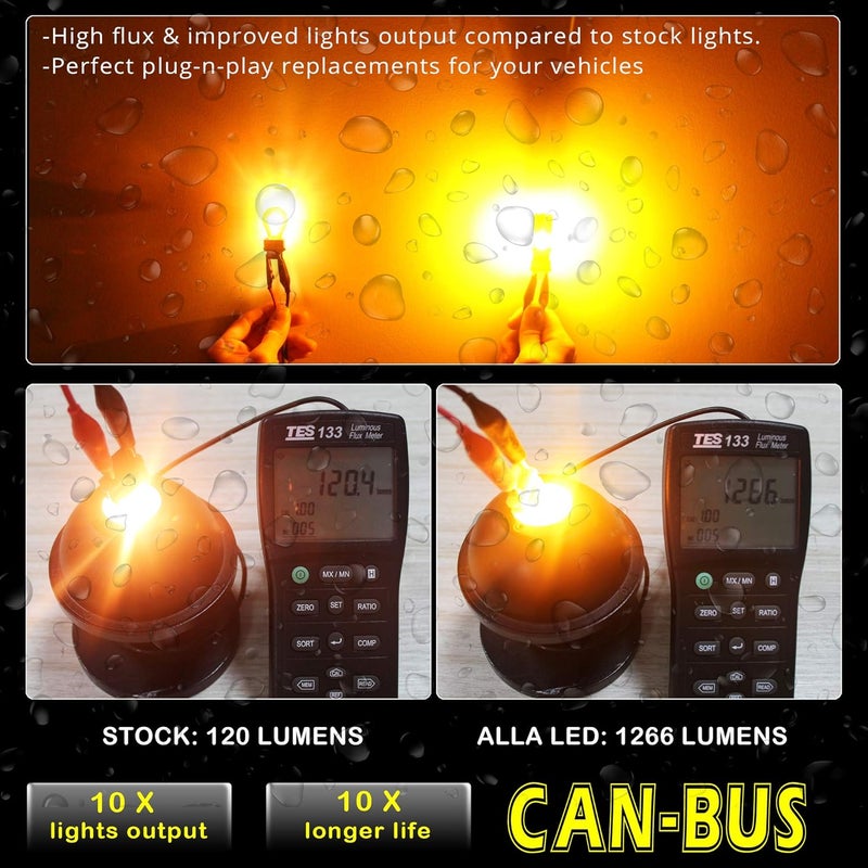 Alla Lighting CAN Bus T20 7440 7443 LED Bulbs Amber Yellow Turn Signal Lights - Image 4