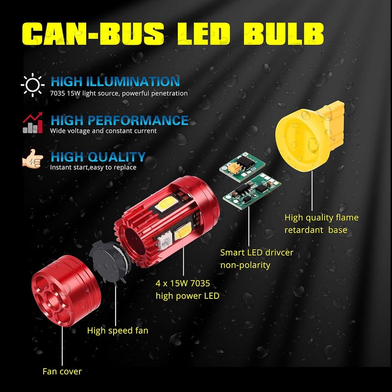Alla Lighting CAN Bus T20 7440 7443 LED Bulbs Amber Yellow Turn Signal Lights - Image 3