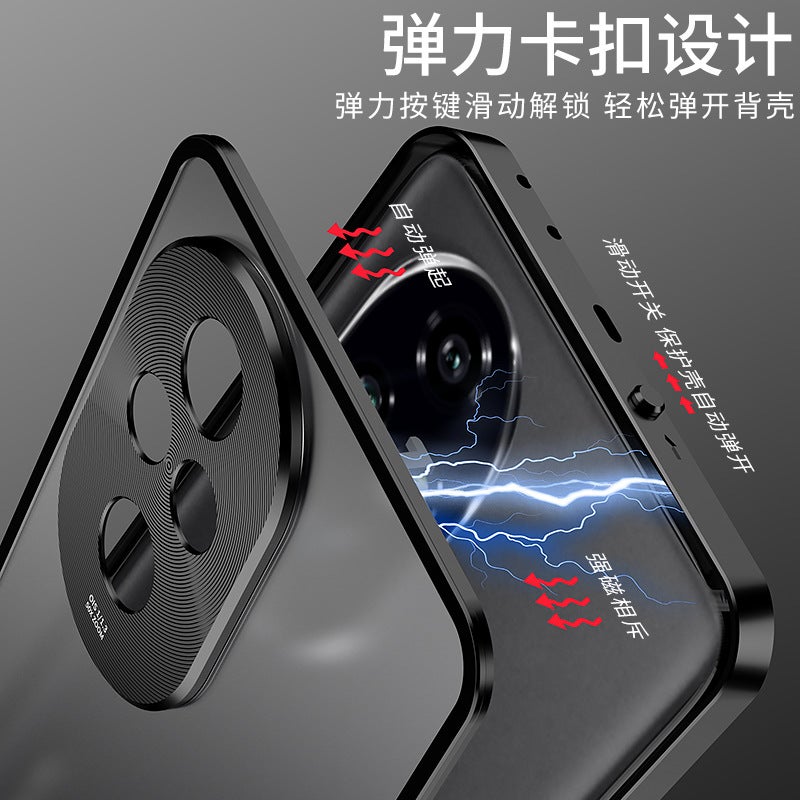 Cross-Border Applicable Honor 400Pro Metal Frame Snap Buckle Single-Sided Frosted Back Panel Mobile Phone Case Honor Power Goggles - Image 3