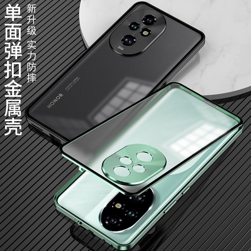 Cross-Border Applicable Honor 400Pro Metal Frame Snap Buckle Single-Sided Frosted Back Panel Mobile Phone Case Honor Power Goggles - Image 2