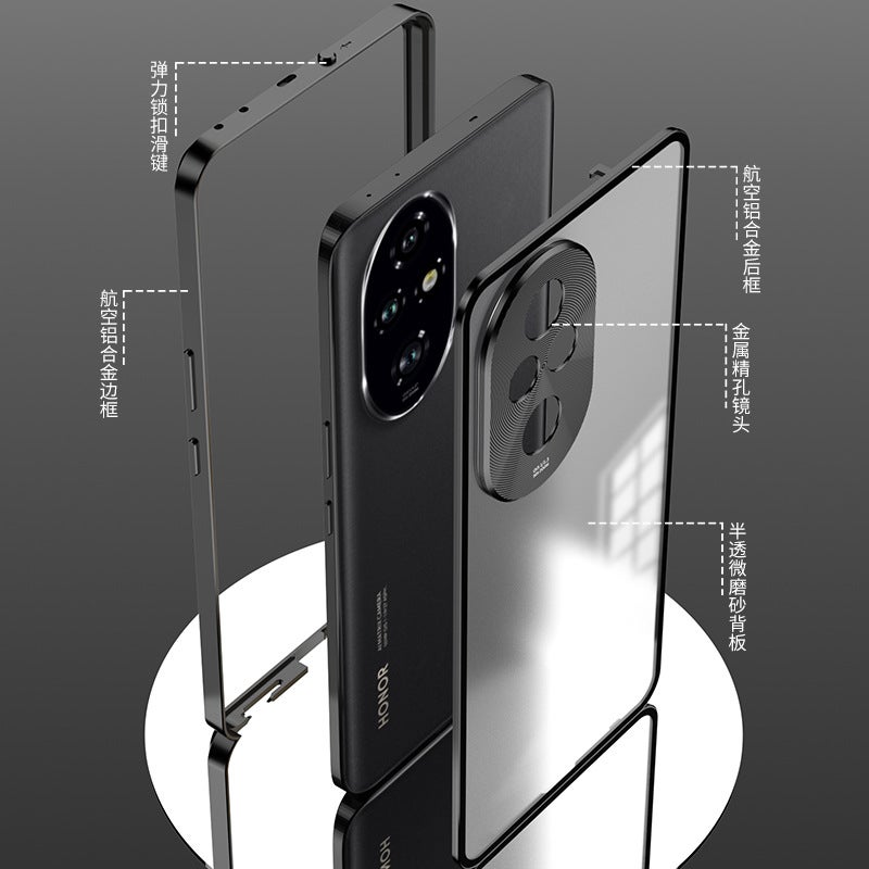 Cross-Border Applicable Honor 400Pro Metal Frame Snap Buckle Single-Sided Frosted Back Panel Mobile Phone Case Honor Power Goggles - Image 4