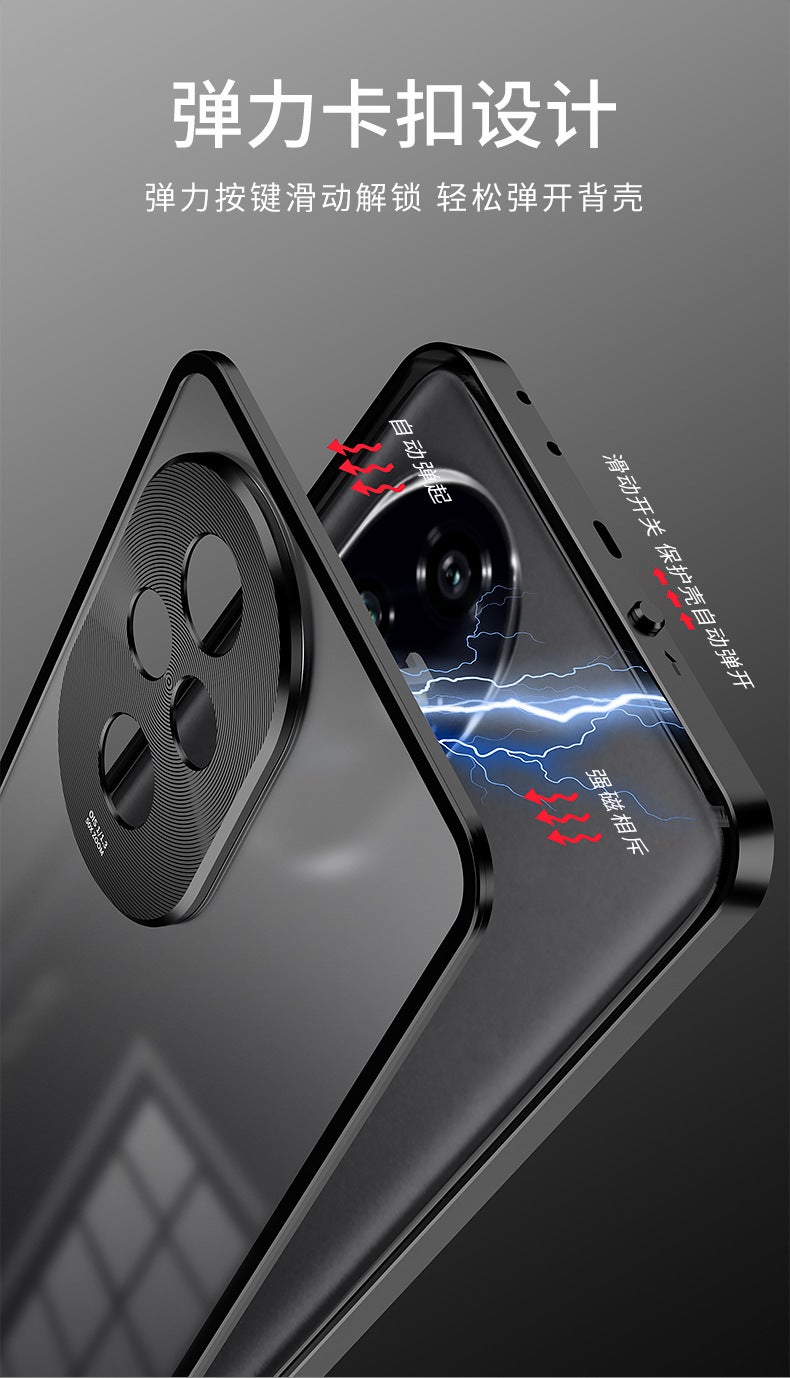 Cross-Border Applicable Honor 400Pro Metal Frame Snap Buckle Single-Sided Frosted Back Panel Mobile Phone Case Honor Power Goggles - Image 5