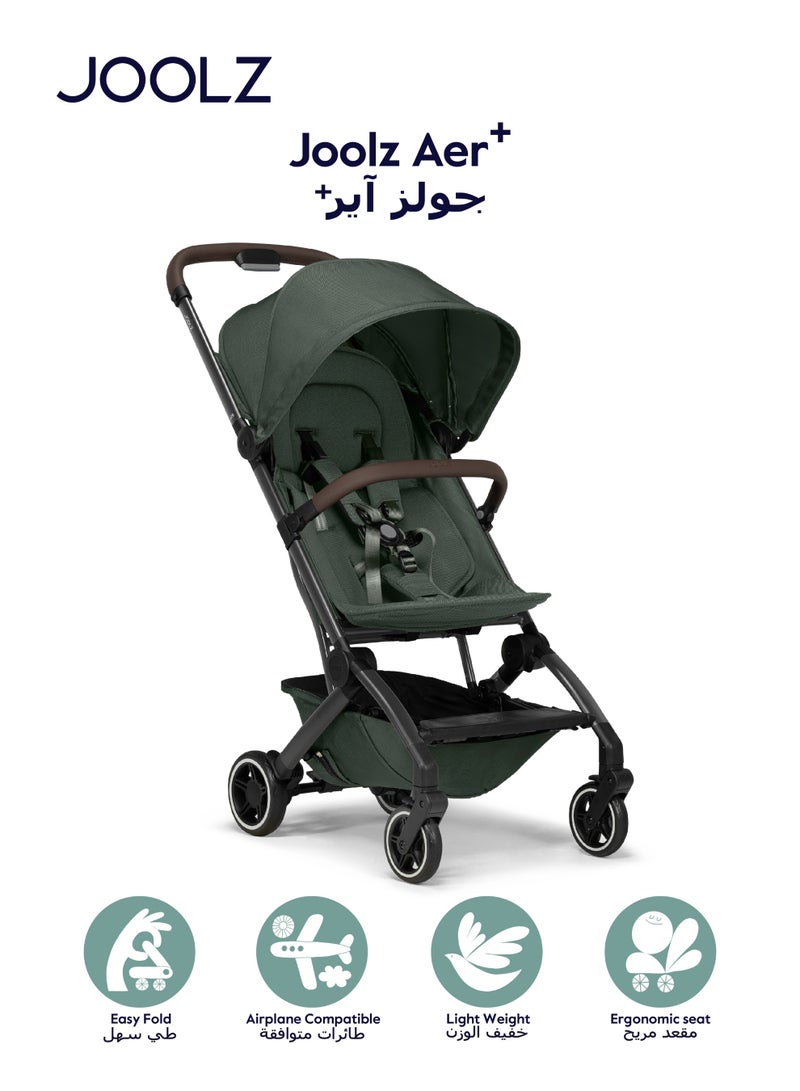 JOOLZ AER+ Lightweight Compact Travel Stroller One-Hand Quick Fold, XXL Sun Hood, Adjustable Recline, Ultra Durable, Comfortable & Travel-Friendly  Supports Up to 50 lbs â€“ Forest Green - Image 1
