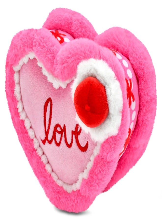 iscream Furry Plush Heart Cake Shaped Mini 8" x 6" Embroidered Accent Pillow - Image 5