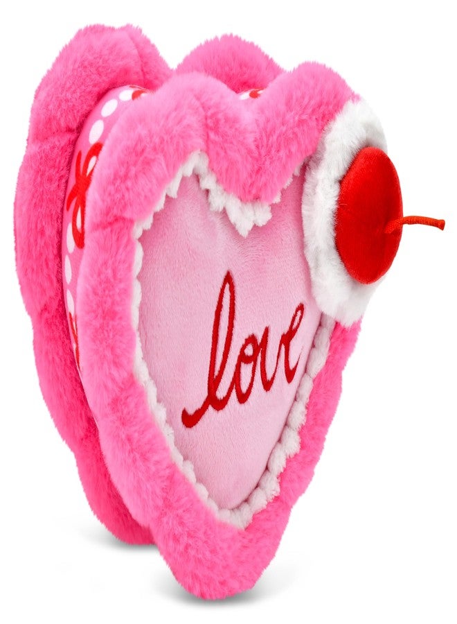 iscream Furry Plush Heart Cake Shaped Mini 8" x 6" Embroidered Accent Pillow - Image 3