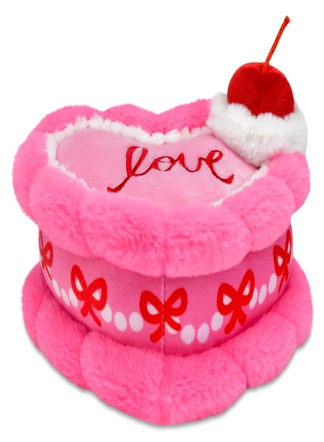 iscream Furry Plush Heart Cake Shaped Mini 8" x 6" Embroidered Accent Pillow - Image 4