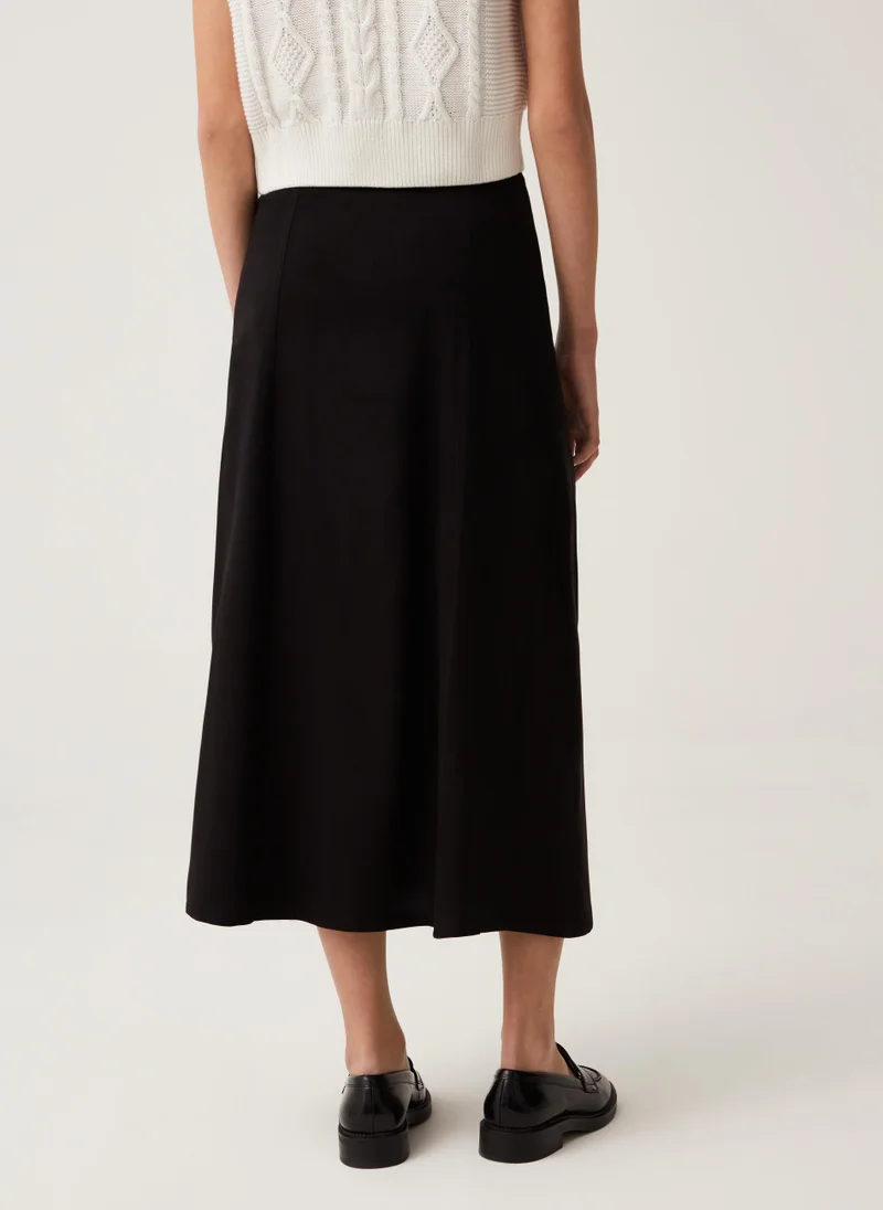 او في اس Viscose midi skirt with split