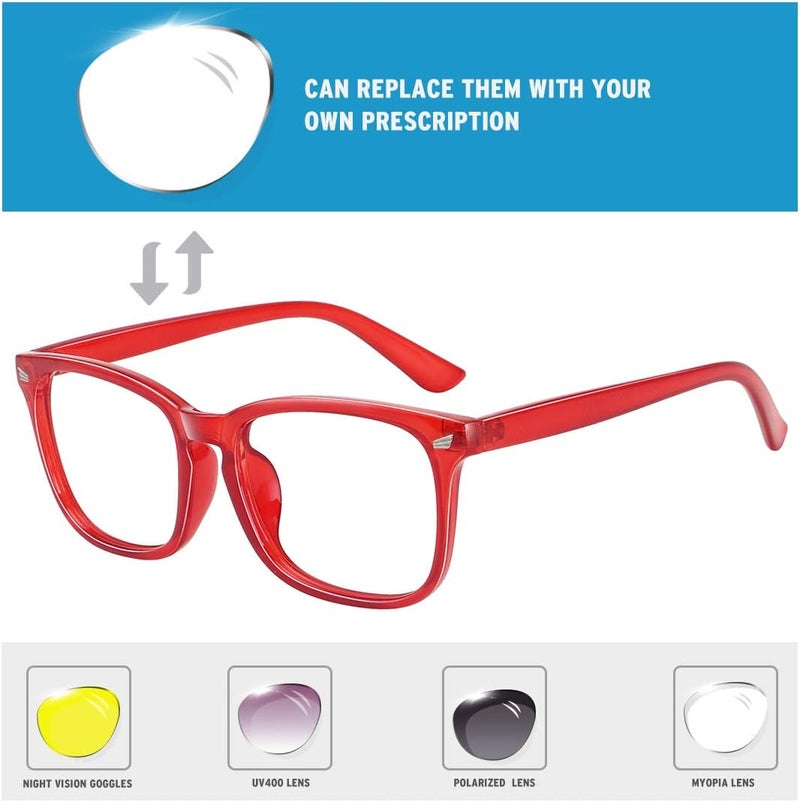 WOWSUN Unisex Stylish Nerd Non-prescription Glasses, Clear Lens Eyeglasses Frames, Fake Glasses - Image 4