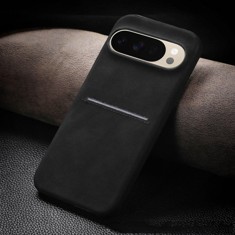 إيروريكس جراب هاتف من جلد الغنم بفتحة للبطاقات لهاتف Google Pixel 10 Pro XL (أسود) - Image 1