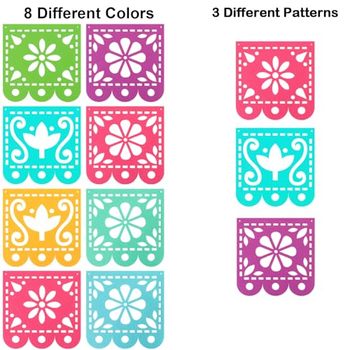 Qpout 2 Mexican Fiesta Party Decorations Banners, Felt Cinco de Mayo Decorations Banner, Day of The Dead Decor Papel Picado Banner, Dia De Los Muertos Garlands, Fiesta Birthday Baby Shower Flags - Image 4