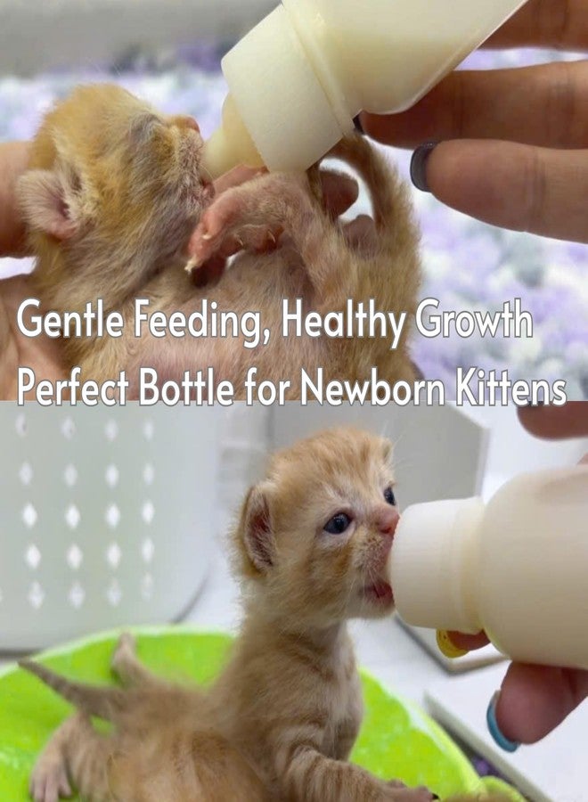 طقم تغذية للقطط والجراء حديثي الولادة، زجاجة رضاعة سعة 50 مل مع محقنة وحلمات سيليكون ناعمة، محقنة جرعات فموية وموزع أدوية، مستلزمات رضاعة خالية من مادة BPA للقطط والكلاب والأرانب والسناجب - Image 3