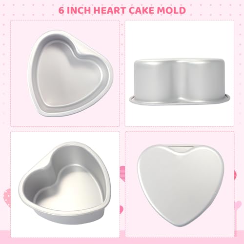 Gvhntk Heart Shaped Cake Pan 6 Inch Aluminum Cake Pans Heart Cake Tin Baking Cake Mold for Valentine's Weddings Birthday Party - Image 2