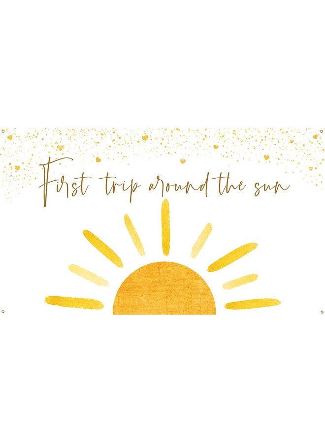 Boho Sun First Trip Around The Sun First Birthday Photography Backdrop Banner Muted Sunrise Wall Hanging Decor Sun Theme 1St Birthday Party Photo Background Decoration Supplies For Boys Girls - Image 2
