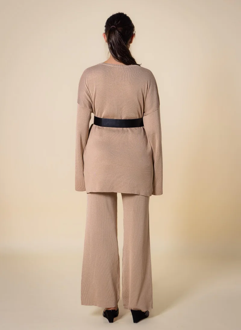 Shapes Beige BELTED SWEATER SET for Women | Best Price UAE