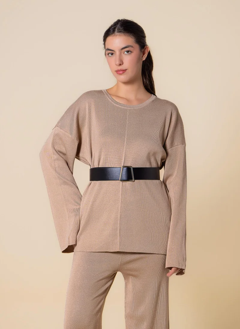 SHAPES BELTED SWEATER SET