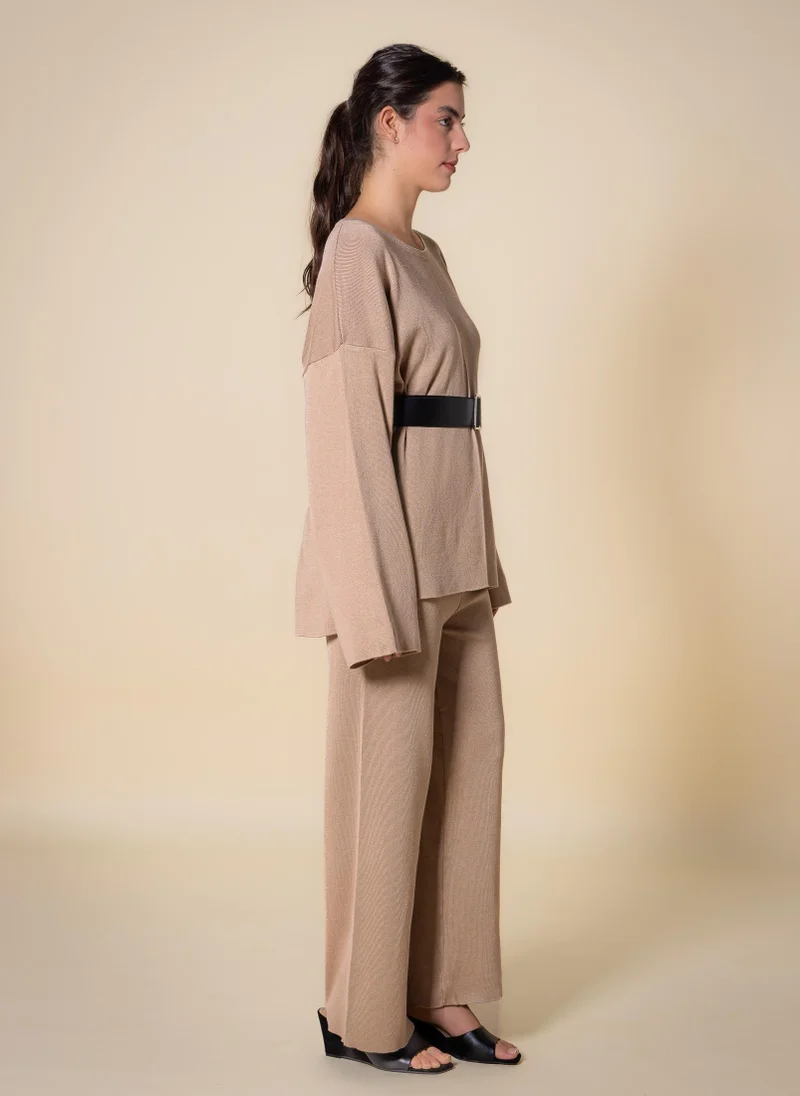 Shapes Beige BELTED SWEATER SET for Women | Best Price UAE