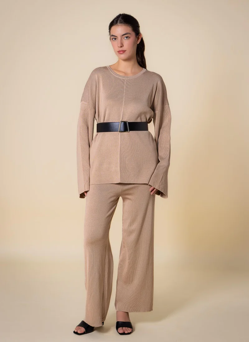 SHAPES BELTED SWEATER SET