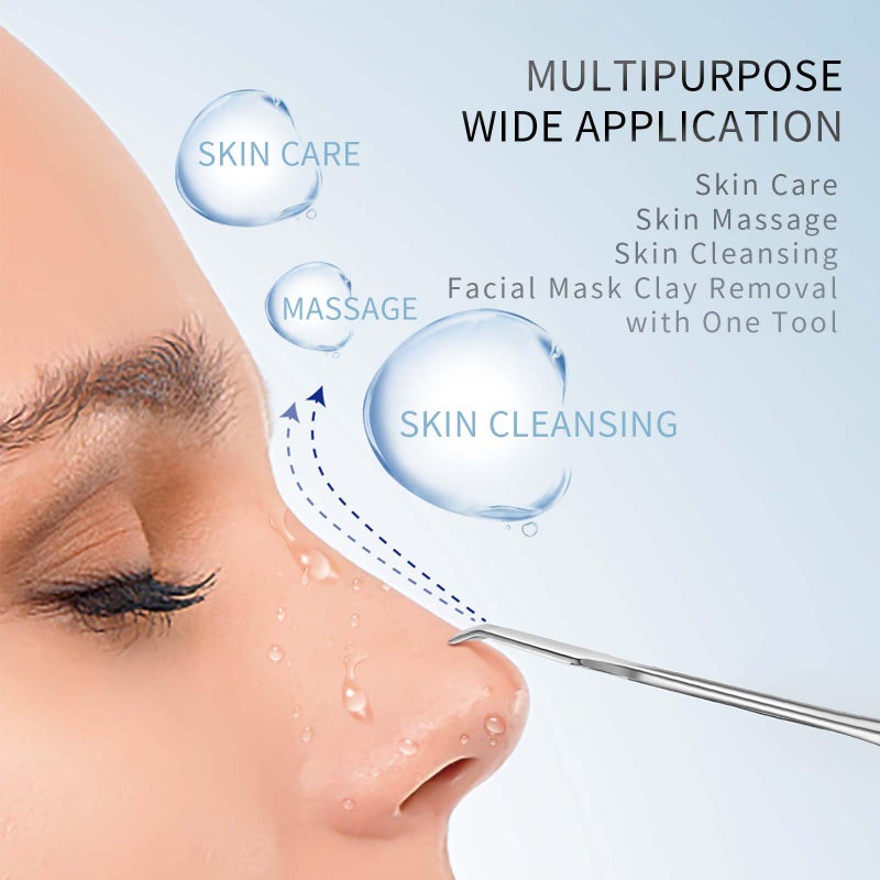 AUSOMTEK Blackhead Remover Tool, Pore Cleaner & Comedone Extractor Face Spatula, Professional Stainless Steel Whitehead & Pimple Extractor Tool for Facial Skin Care with Cyan PU Case - Image 3
