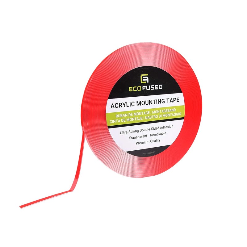 ECO-FUSED Acrylic Mounting Tape - 1/4" x 12.6 Yards - Ultra Strong Double-Sided Adhesion - Transparent - Removable - Easy to Apply on All Types of Surfaces - Weatherproof - for Indoor and Outdoor Use - Image 1