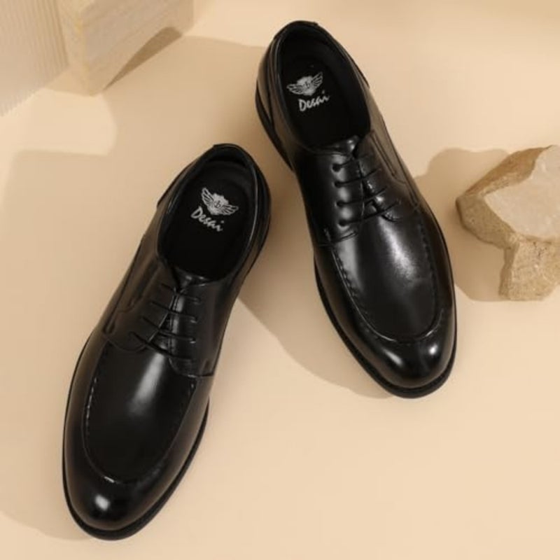 Men's Cap-Toe Oxford Leather Dress Shoes - Polished Lace-Up Formal Footwear for Business, Office Daily Wear - Image 3