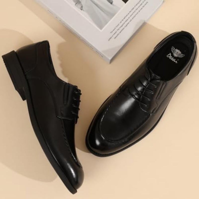 Men's Cap-Toe Oxford Leather Dress Shoes - Polished Lace-Up Formal Footwear for Business, Office Daily Wear - Image 2