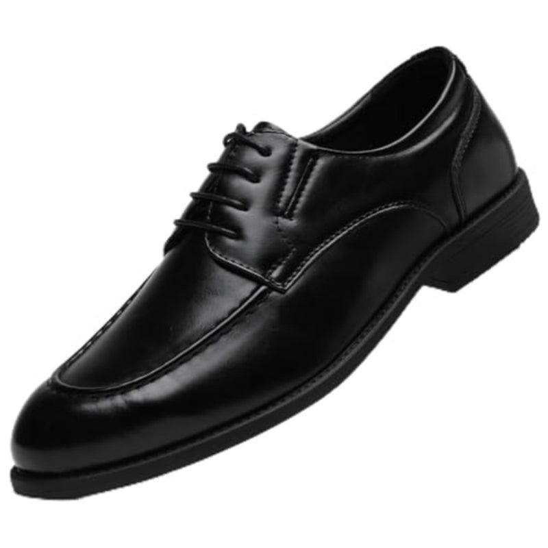Men's Cap-Toe Oxford Leather Dress Shoes - Polished Lace-Up Formal Footwear for Business, Office Daily Wear - Image 1