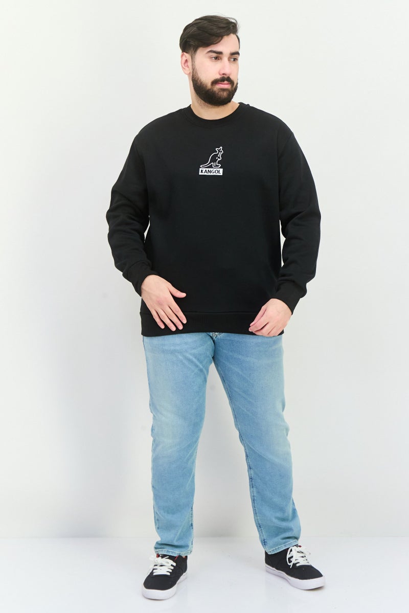 KANGOL Men Crew Neck Embroidered Logo Long Sleeves Sweatshirt, Black - Image 4