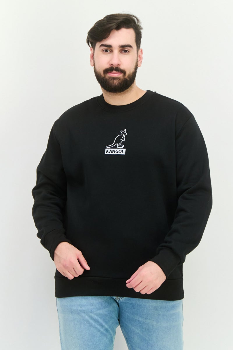 KANGOL Men Crew Neck Embroidered Logo Long Sleeves Sweatshirt, Black - Image 1