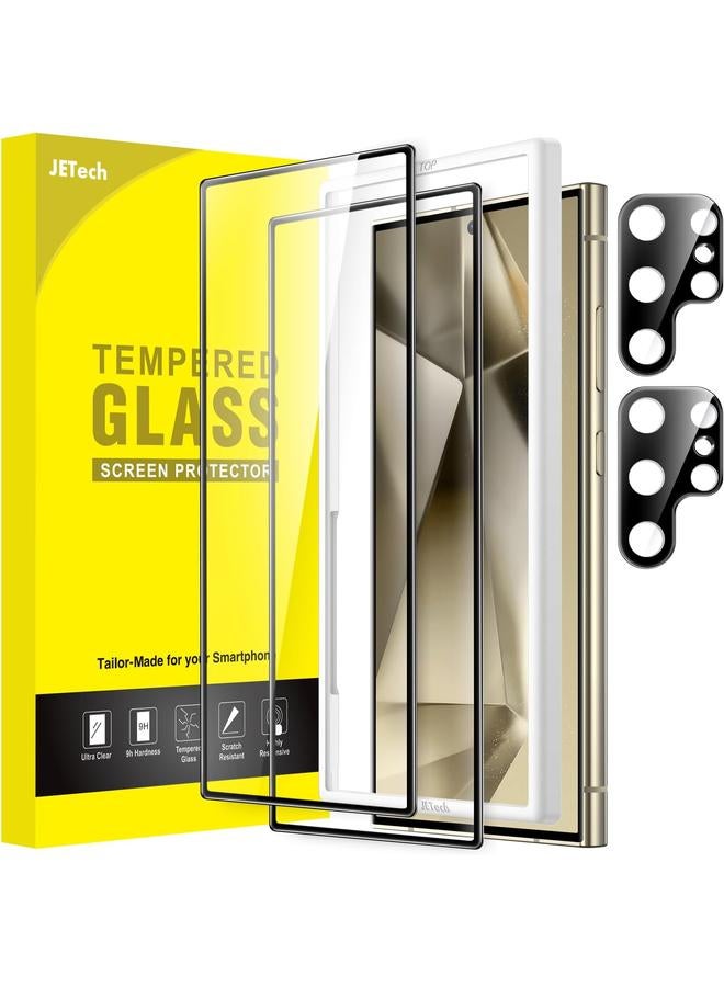 Jetech Screen Protector For Samsung Galaxy S24 Ultra 5G 6.8 Inch With Camera Lens Protector Tempered Glass Film Easy Installation Tool Fingerprint Id Compatible Hd Clear 2 Pack Each - Image 1