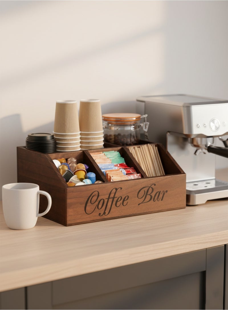مجموعة تنظيم ركن القهوة – منظم خشبي لإكسسوارات القهوة + 100 قطعة فلاتر قهوة ورقية طبيعية غير مبيضة مقاس 01 - Image 5