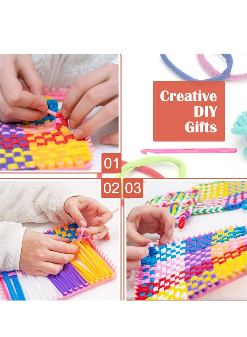 KASTWAVE Loom Potholder, 14 Colors Elastic Potholder Loom Loops Weaving Loom Loops, Weaving Loom Kit Toys with 2 Pcs Crochet Hooks for Kids and Adults, for DIY Crafts Supplies (336 Pieces) - Image 5