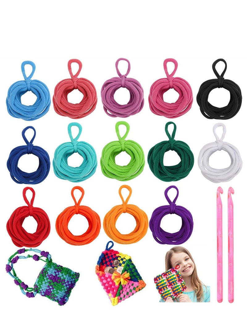 KASTWAVE Loom Potholder, 14 Colors Elastic Potholder Loom Loops Weaving Loom Loops, Weaving Loom Kit Toys with 2 Pcs Crochet Hooks for Kids and Adults, for DIY Crafts Supplies (336 Pieces) - Image 1