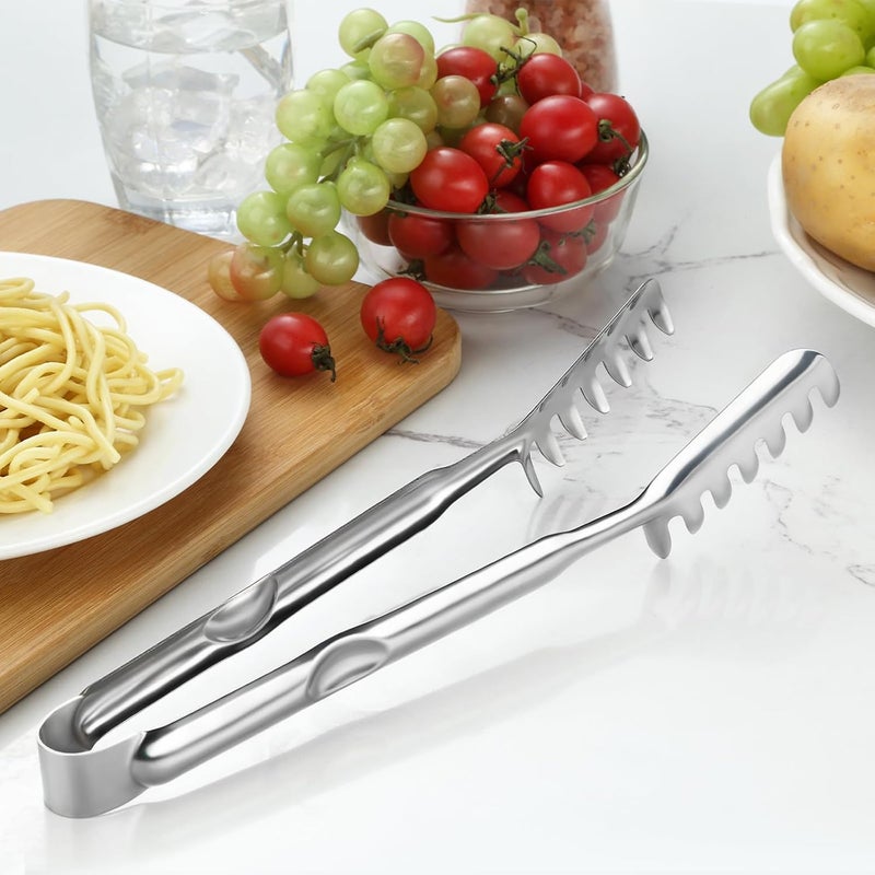 Pleafind Spaghetti Spoon and Spaghetti Tong 2Piece Set 13Inch NonStick Spaghetti Fork and 9Inch Kitchen Tong Easy Storage and Cleanup Ergonomic Design stainless steel Silver - Image 3