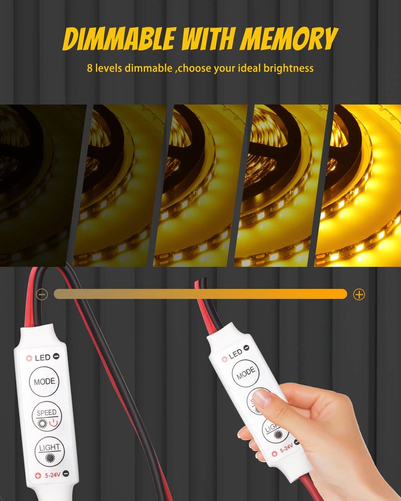 YM EBright YM E-Bright LED Flash Strobe Controller for LED Strip Light Bulb Flasher Module Compatible with Car, Boat, Household DC 5V~24V Memory Function (Pack of 4) - Image 3