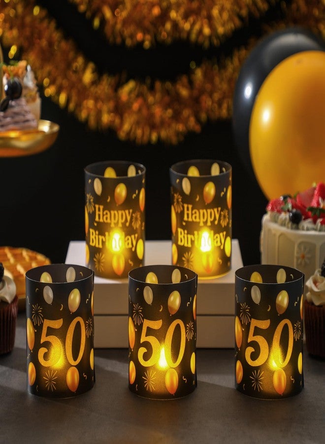 Kittmip 10 Sets 50th Happy Birthday Centerpieces for Table Black and Gold Birthday Decorations Lantern Boxes with Tea Lights Candles Centerpieces for Men Women 50th Party Supplies - Image 2