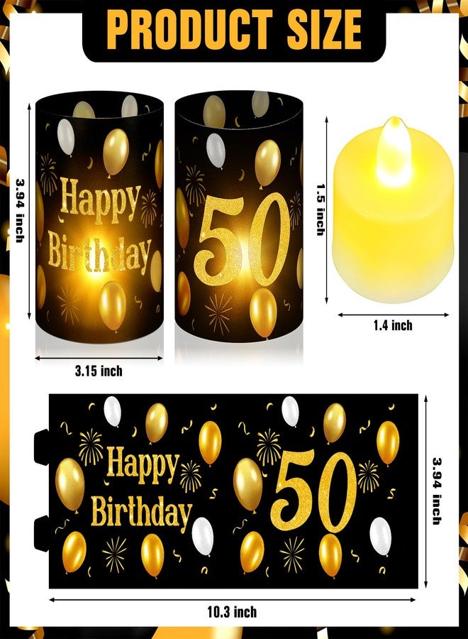 Kittmip 10 Sets 50th Happy Birthday Centerpieces for Table Black and Gold Birthday Decorations Lantern Boxes with Tea Lights Candles Centerpieces for Men Women 50th Party Supplies - Image 3