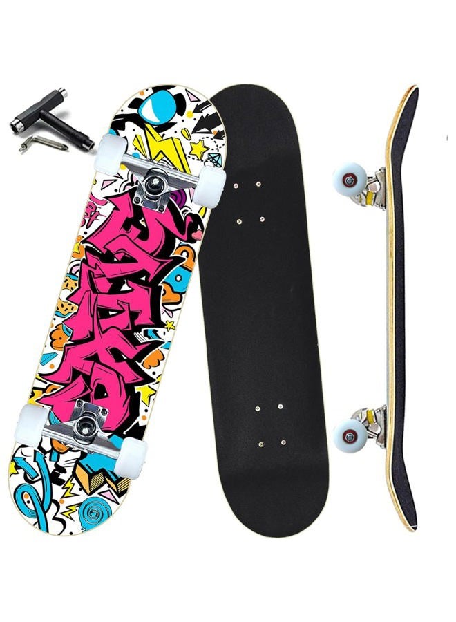 ANYFUN Pro Complete Skateboards for Beginners Girls Boys Kids Youths Teens Adults 31"x8" Skate Boards 7 Layers Canadian Maple Double Kick Deck Concave Longboard (Candy) - Image 1