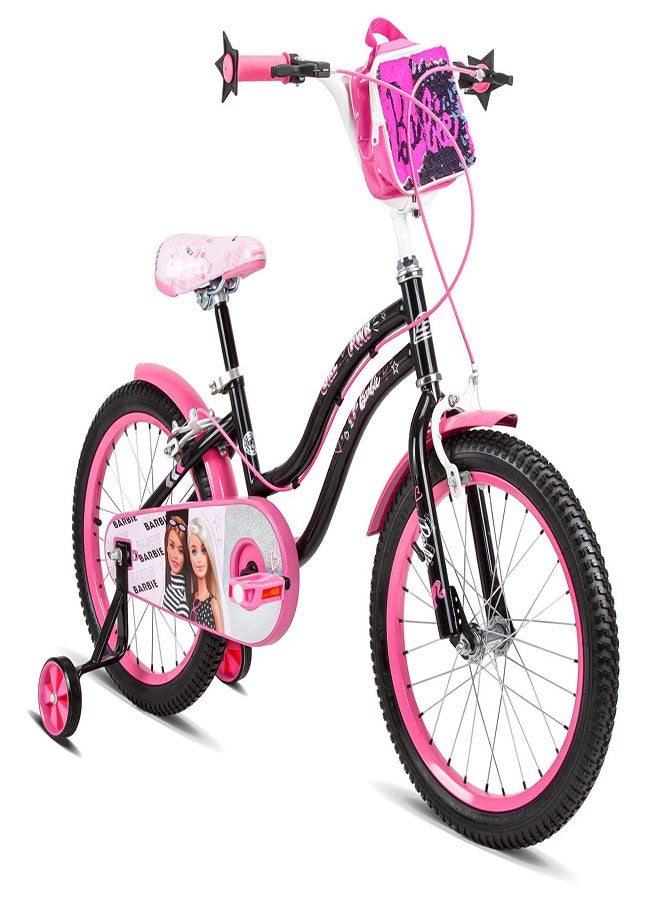 Spartan Barbie Power Kids Bike| 18 Inch Wheel Size With Training Wheels | Single Speed | Black Color - Image 2